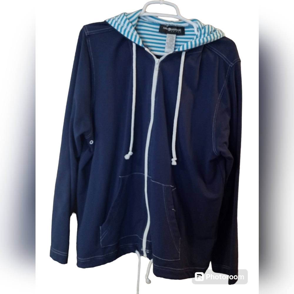 Sag Harbor Sport Women's Hooded Size LG Full Zipper Jacket Blue